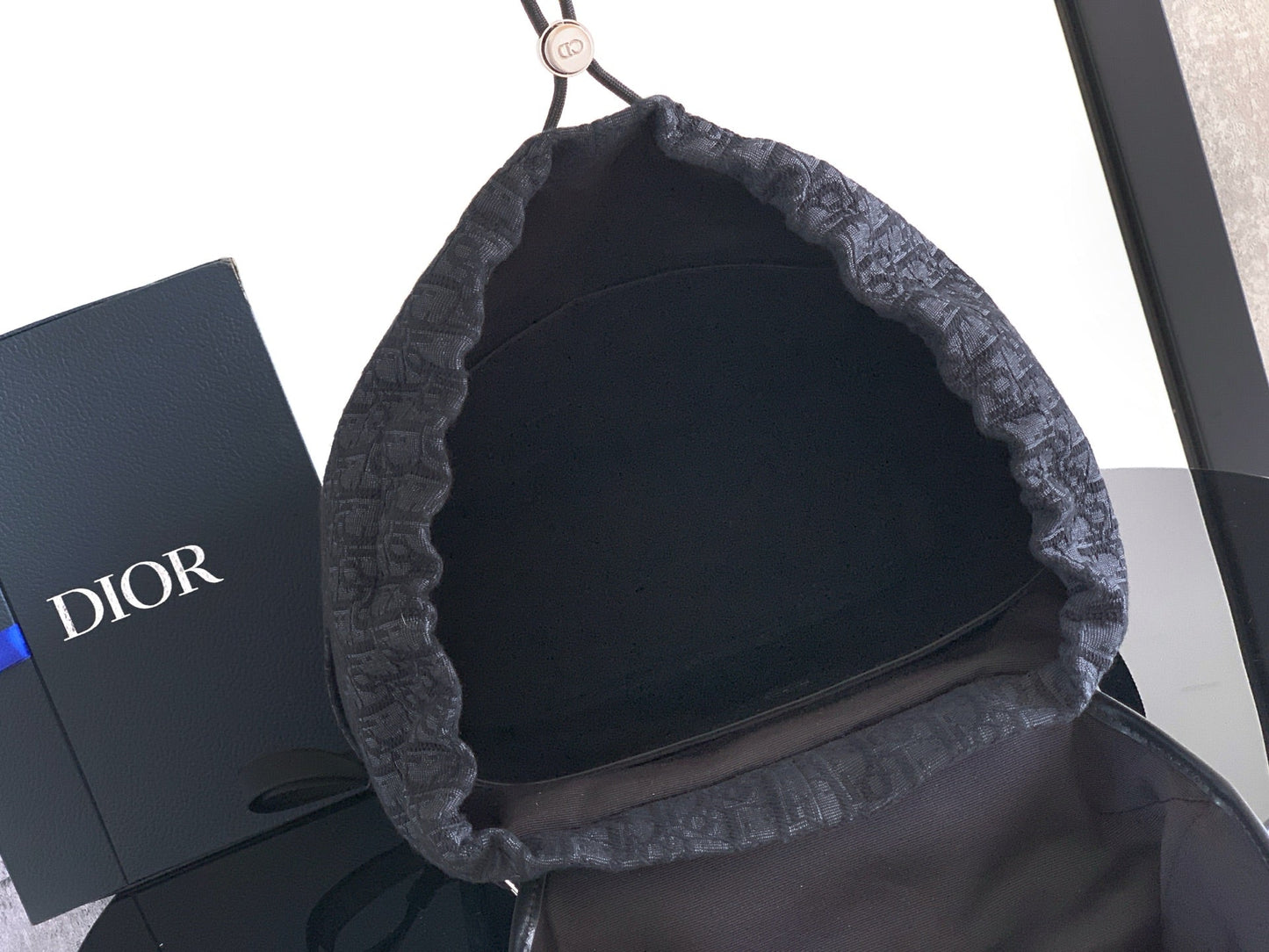 Dior 2026 Jett Backpack With Flap 42cm Black Fabric Leather