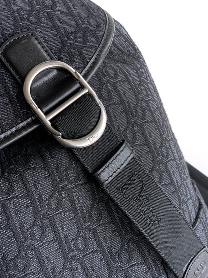 Dior 2026 Jett Backpack With Flap 42cm Black Fabric Leather