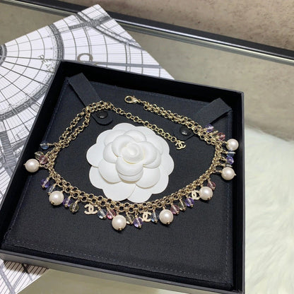 Chanel 2026 Colored Crystal Pearl Double C Necklace