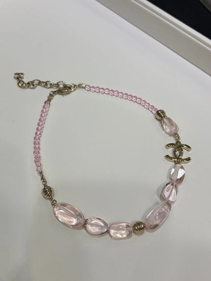 Chanel 2026 Double C Pink Acrylic Beaded Necklace