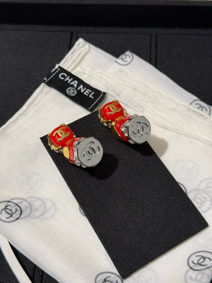 Chanel 2026 Enamel Button Double C Earrings
