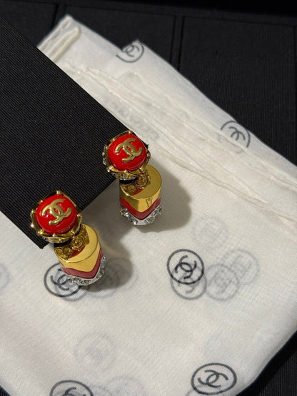 Chanel 2026 Enamel Button Double C Earrings