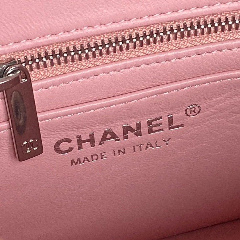 CHANEL 25S FLAP BAG 20 IN PINK BABY CALFSKIN SILVER HARDWARE