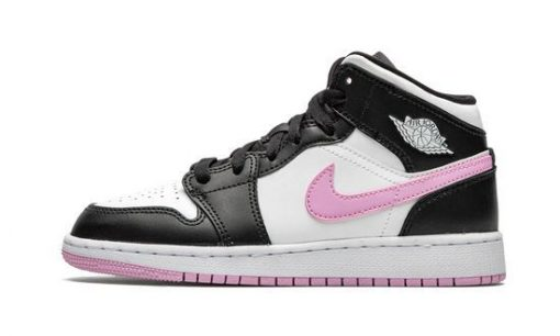 Jordan 1 Mid White Black Light Arctic Pink Sneakers - Vintage Inspired