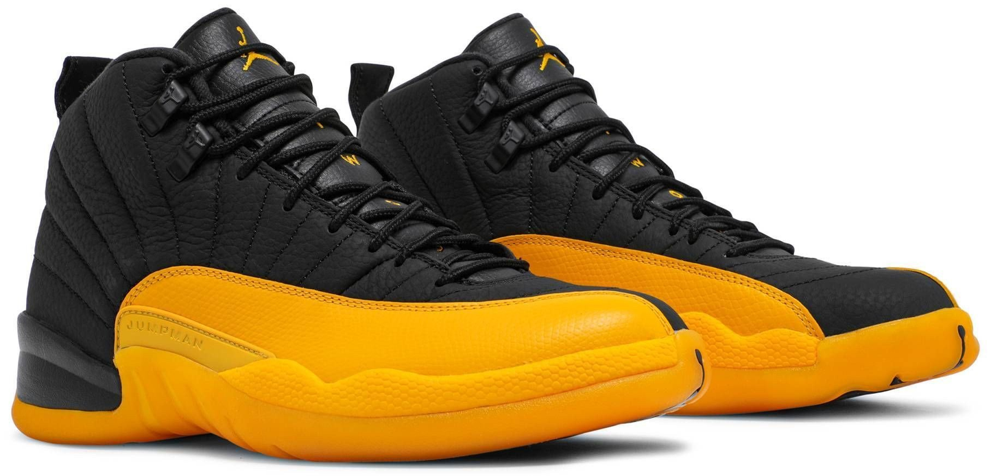Jordan 12 Retro Black University Gold Sneakers - Authentic