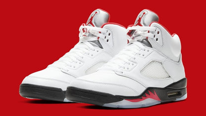 Jordan 5 Retro Fire Red Silver Tongue Sneakers - Style Staple