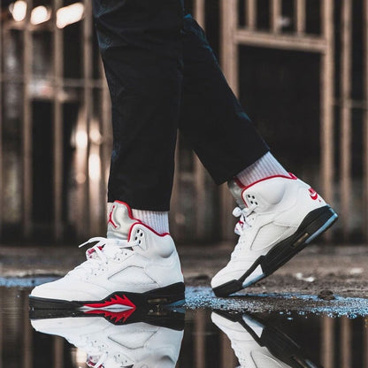 Jordan 5 Retro Fire Red Silver Tongue Sneakers - Style Staple