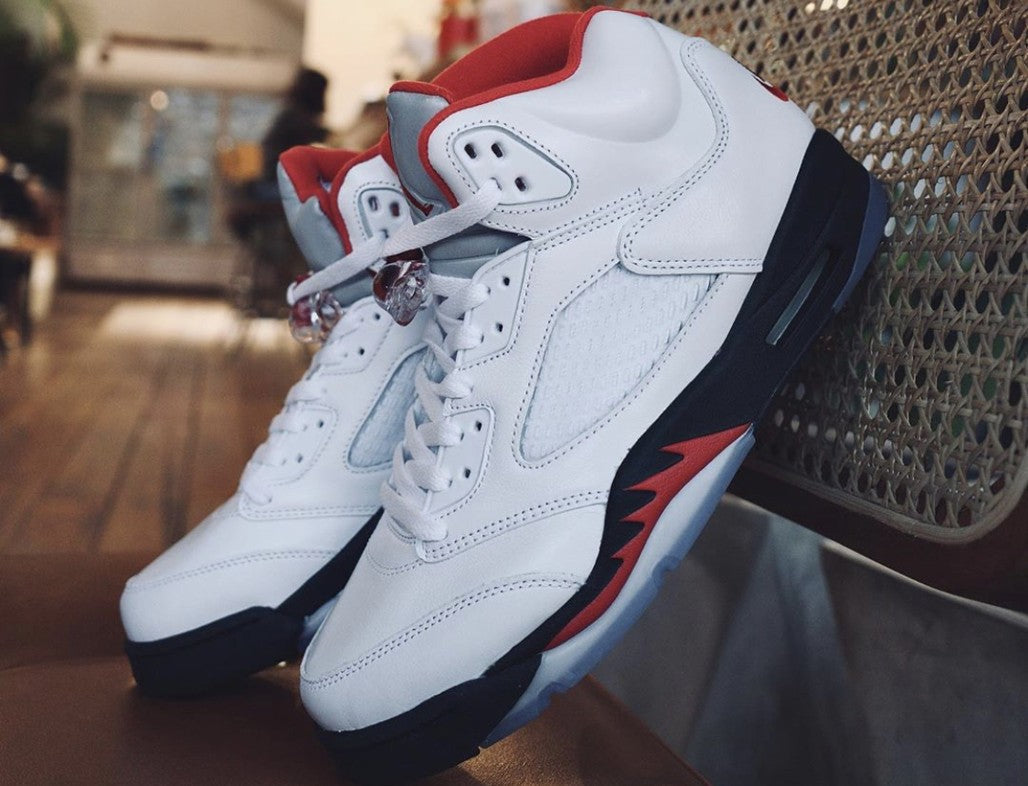 Jordan 5 Retro Fire Red Silver Tongue Sneakers - Performance Runner