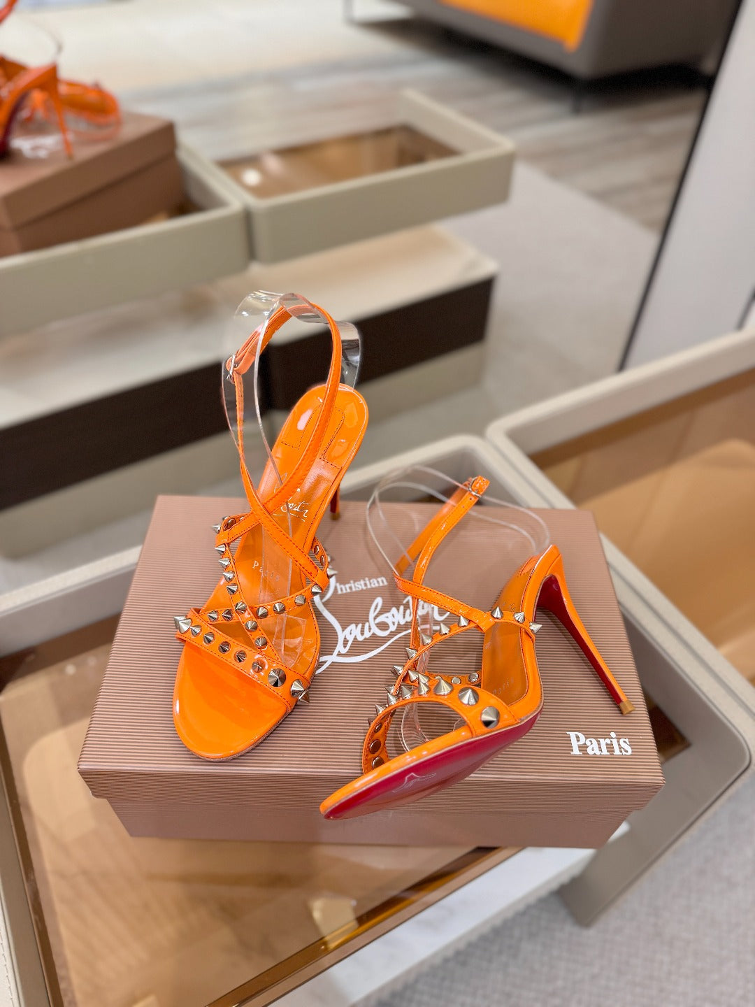 Christian Louboutin Sandal 105mm Spikes Patent Leather 424452