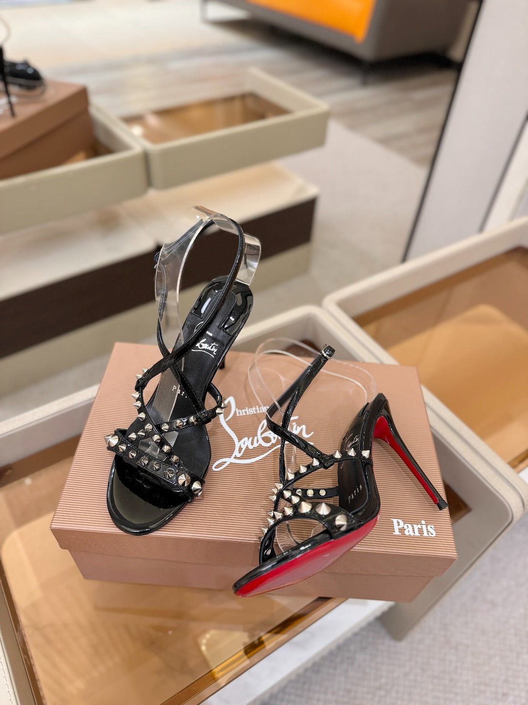 Christian Louboutin Sandal 105mm Spikes Patent Leather 424452