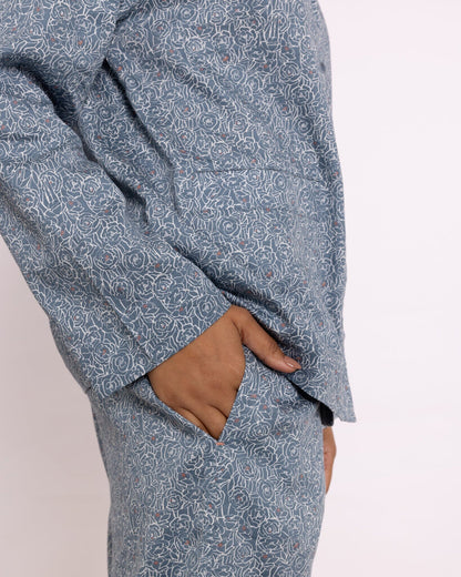 Organic Cotton Blue Pyjama Set, Little Bums