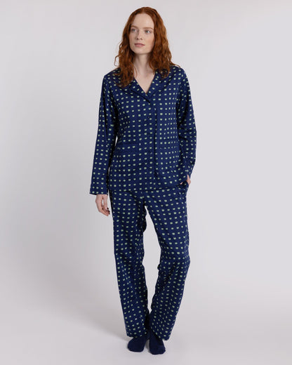 Organic Cotton Navy Pyjama Set, Pipped