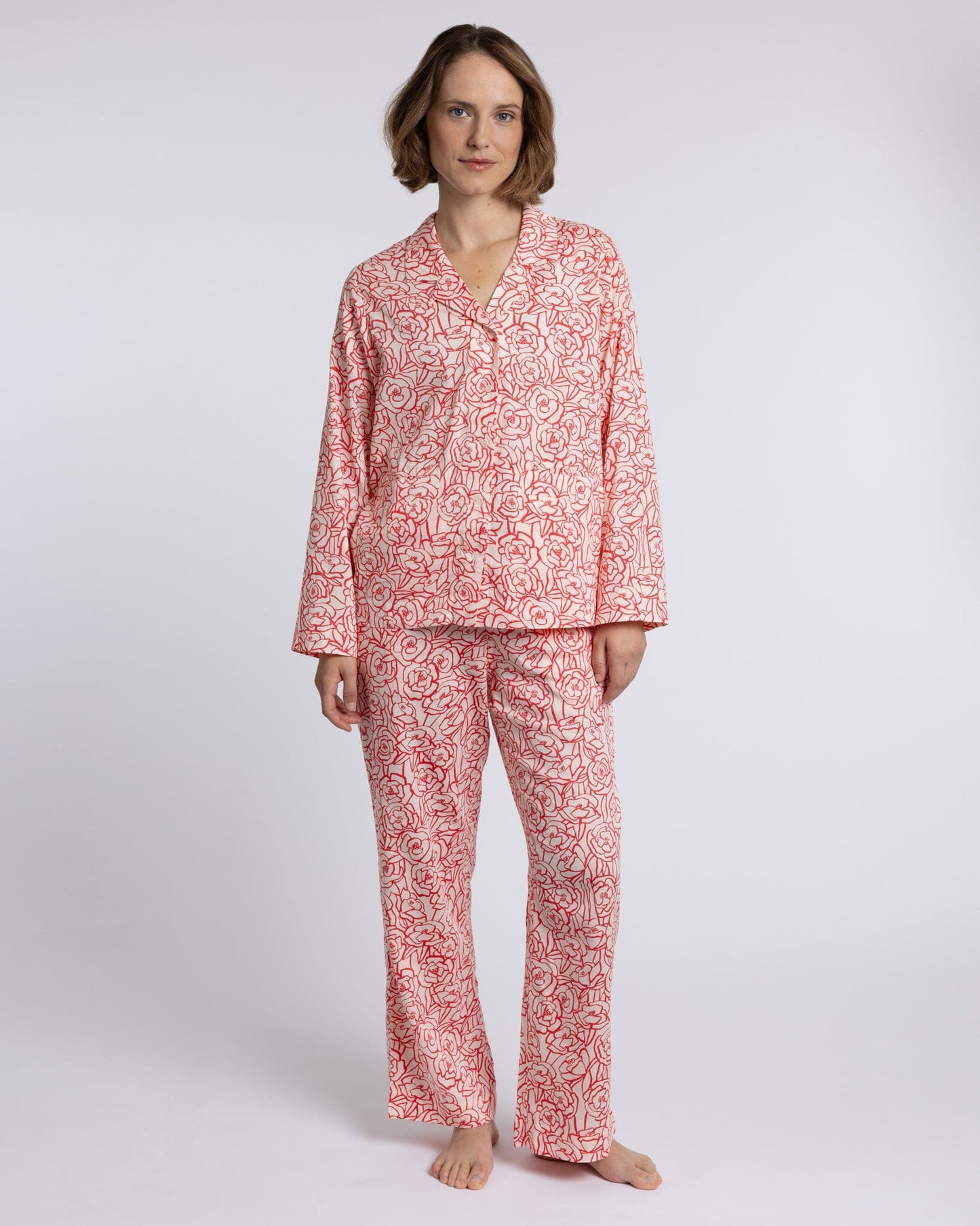 Organic Cotton Peach Pyjama Set, Bums and Roses