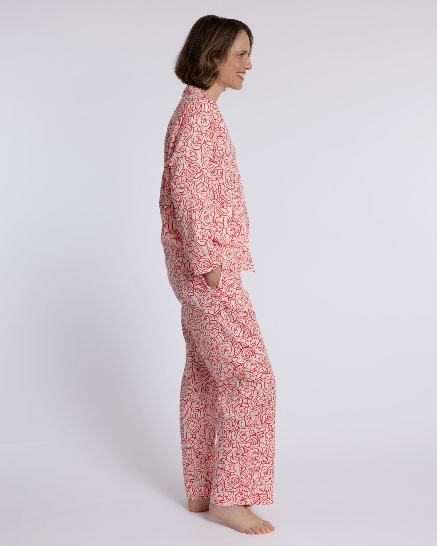 Organic Cotton Peach Pyjama Set, Bums and Roses