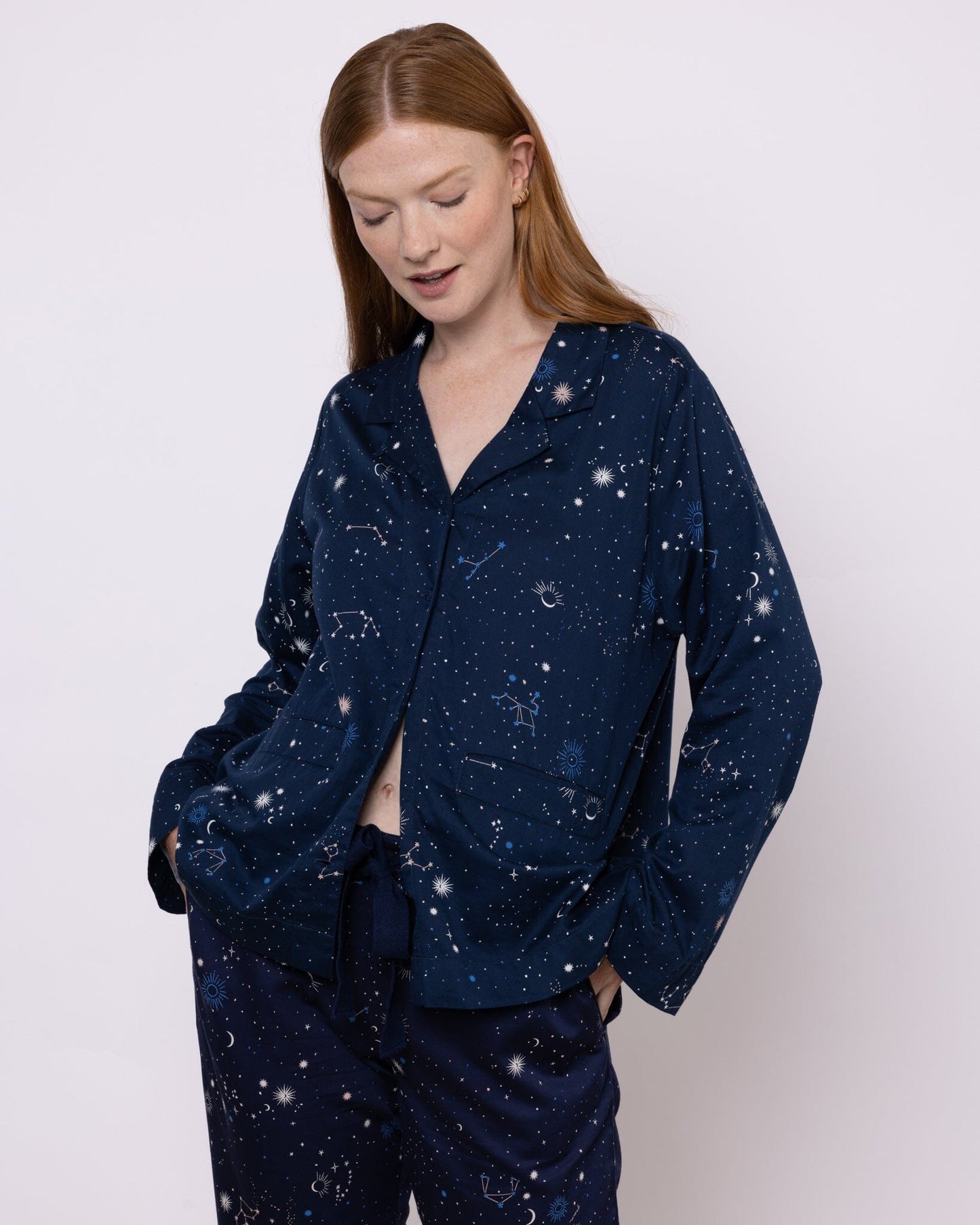 Organic Cotton Navy Pyjama Set, Night Time