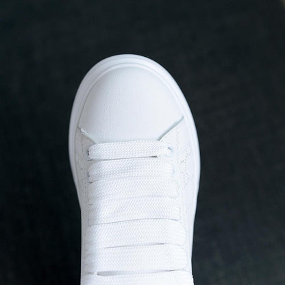 New Fashion White High Quality Women's White Thick Soled Sports Casual Couple Shoes Summer Lace-Up Trainers Gym Tennis Running Breathable High Quality Sneakers
