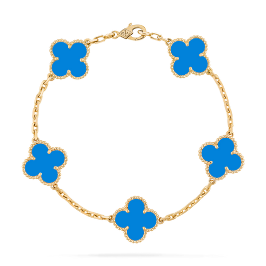 CLOVER AGATE GOLD BRACELET 5 MOTIFS