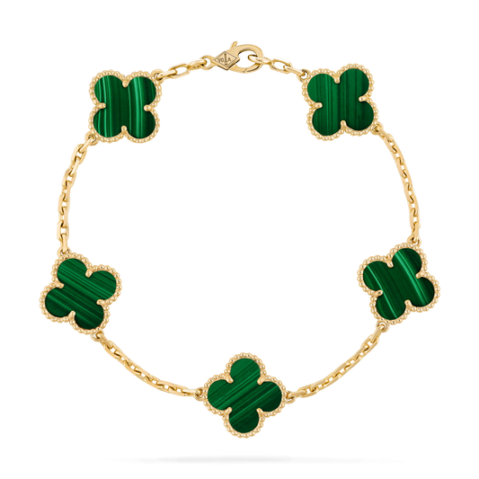 CLOVER MALACHITE BRACELET 5 MOTIFS