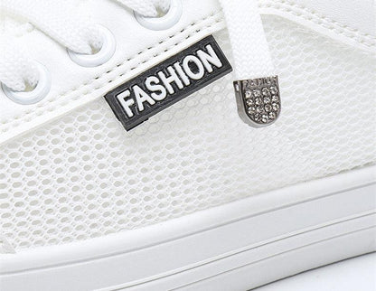 Women's White Casual Sneakers Spring  Summer Breathable Flats Solid Color Mesh Shoes Fashion White Flat Sneakers Women Workout Tennis Walking Gym Fashion Sneakers