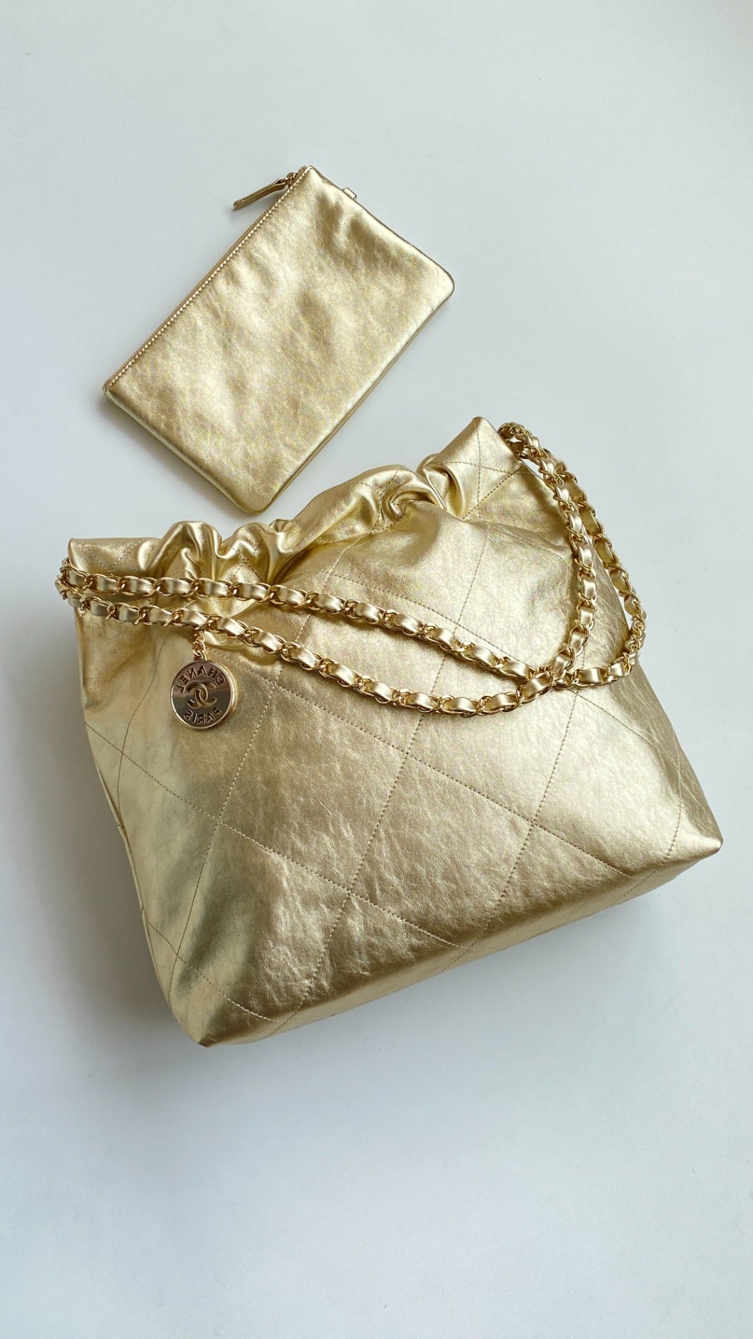 CC Medium Hobo Bag 42 Metallic Gold Calfskin