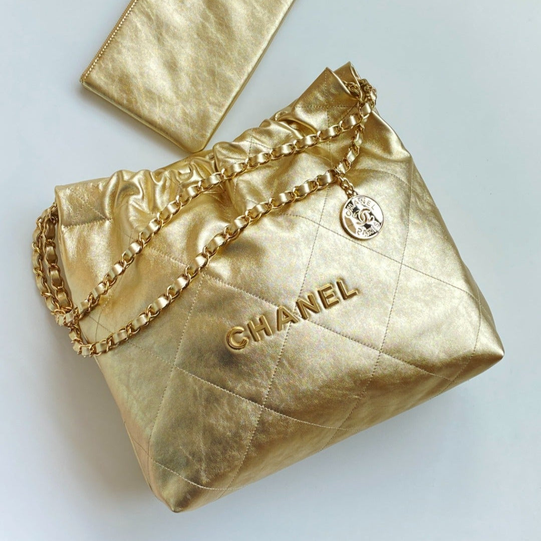 CC Medium Hobo Bag 42 Metallic Gold Calfskin